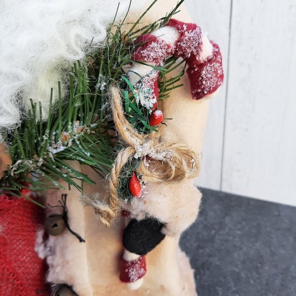 HANDMADE Primitive Santa Claus Doll Country Christmas Decor White - Picture 4 of 10